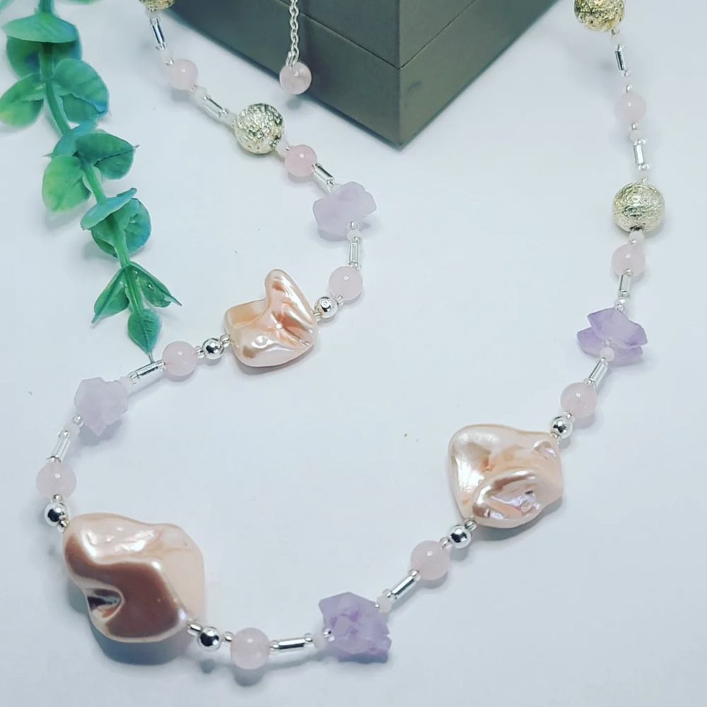 Rose Quartz,  Amethyst necklace